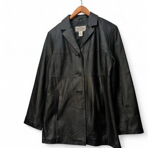 Sonoma Women's Black Leather Jacket Y2K hip medium